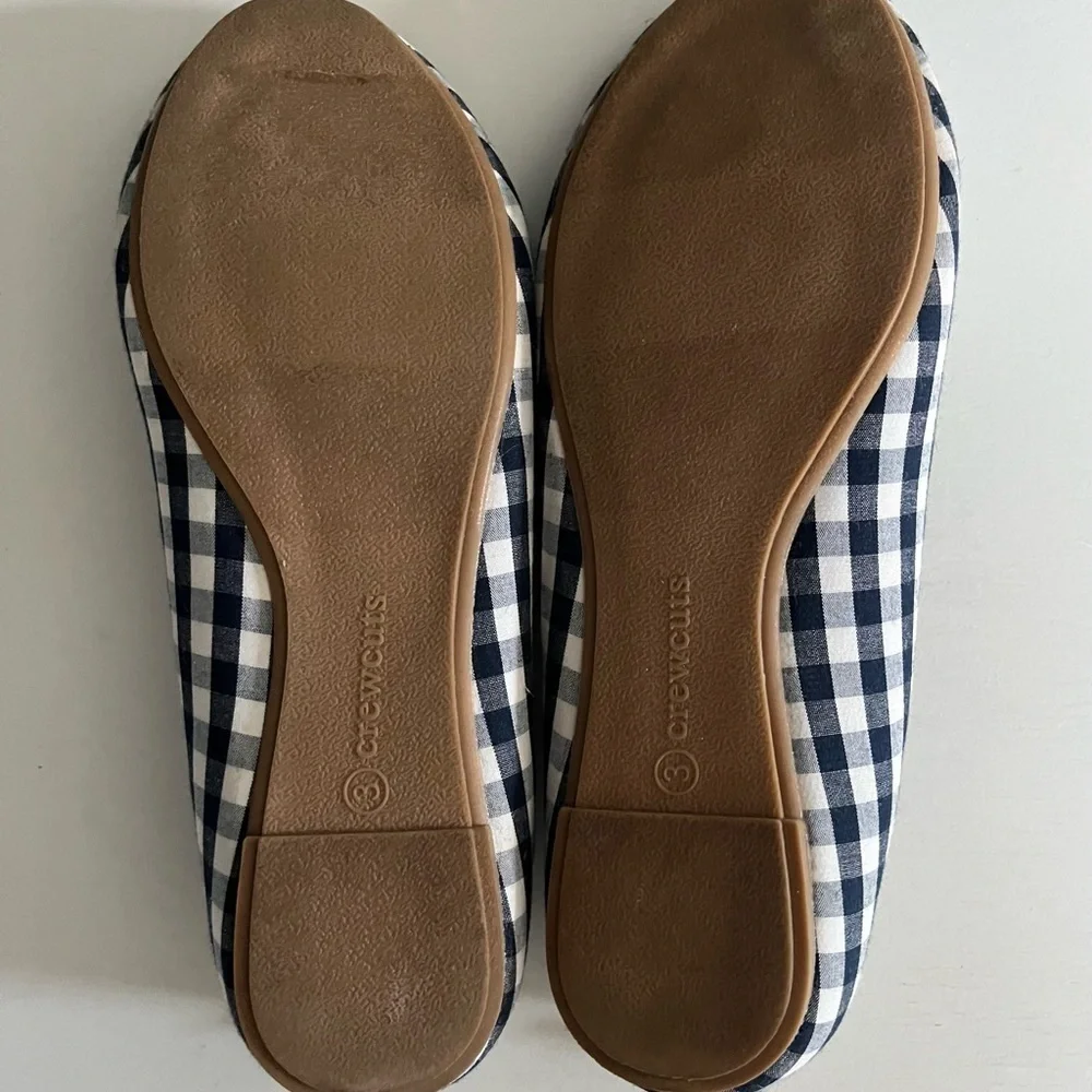 J.Crew Crewcuts Little Girl Gingham Checkered Ballet Flats Navy Size 3 GUC